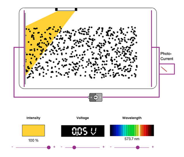 Screenshot of an animation that shows tiny dots moving across the screen